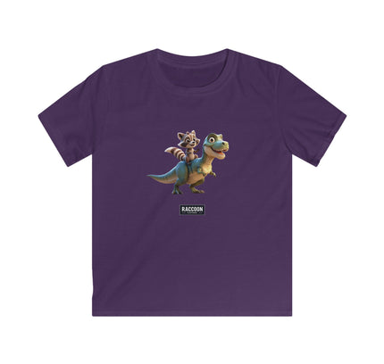 Raccoon Riding T-Rex - Kids T-Shirt