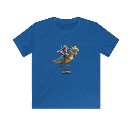 Raccoon Riding T-Rex - Kids T-Shirt